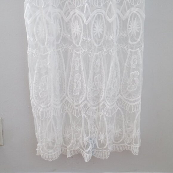 NEW White Bridal Lace Up Ruffle Sleeveless Beach Dress Size Small - Picture 6 of 9